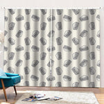 Grey Doodle Sandwich Pattern Print Pencil Pleat Curtains