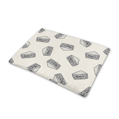 Grey Doodle Sandwich Pattern Print Pet Cooling Mat Cover