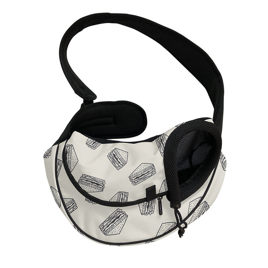 Grey Doodle Sandwich Pattern Print Pet Sling Carrier