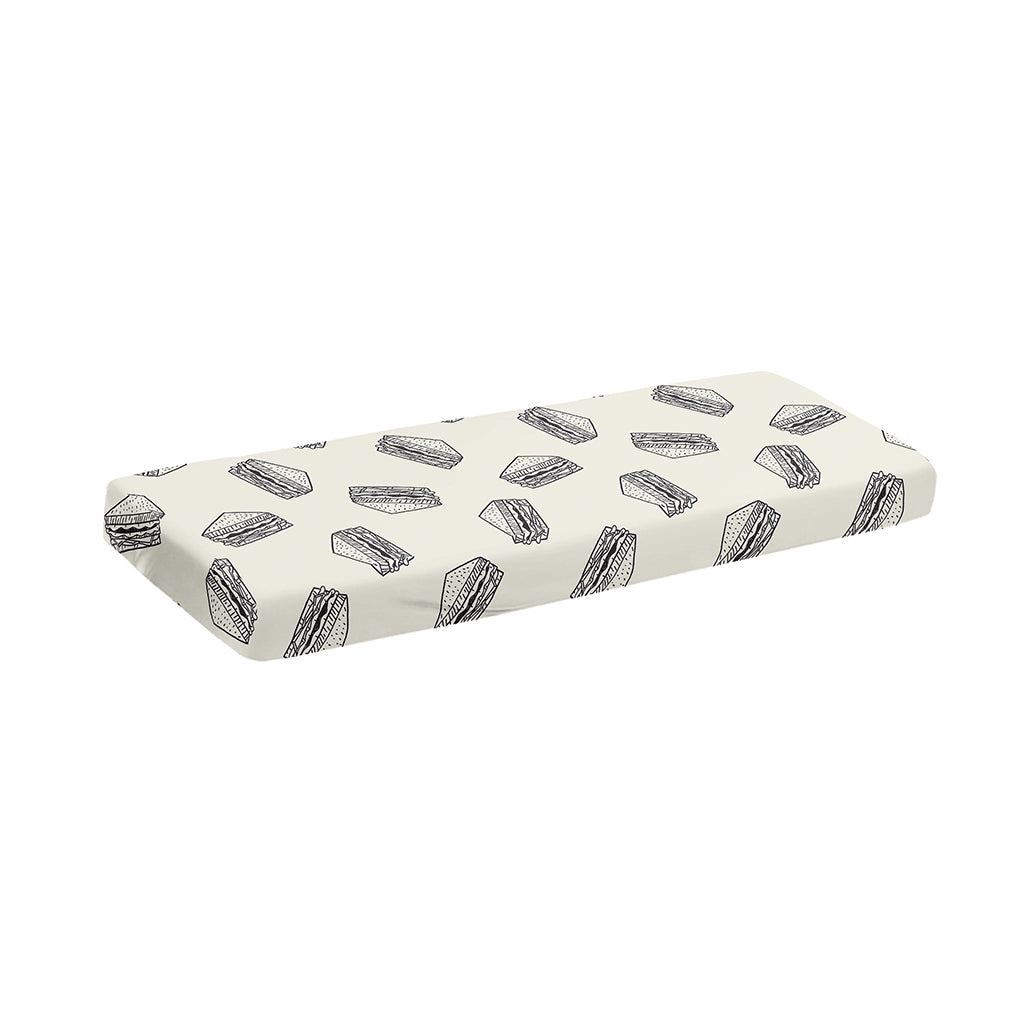 Grey Doodle Sandwich Pattern Print Piano Keyboard Cover