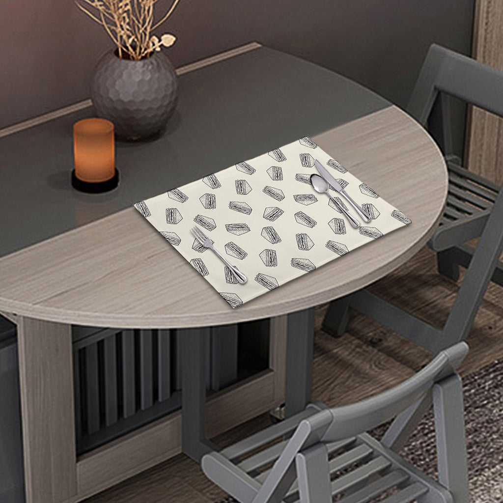Grey Doodle Sandwich Pattern Print Placemat
