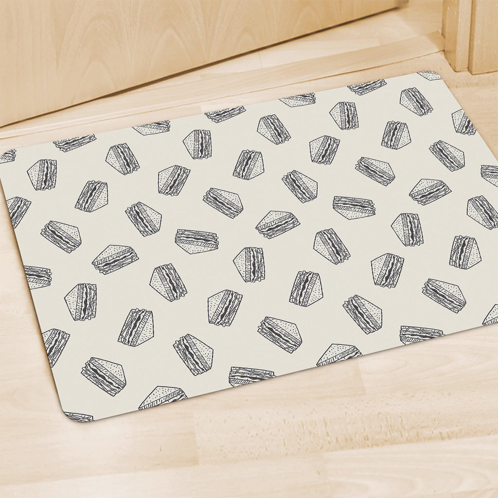 Grey Doodle Sandwich Pattern Print Polyester Doormat