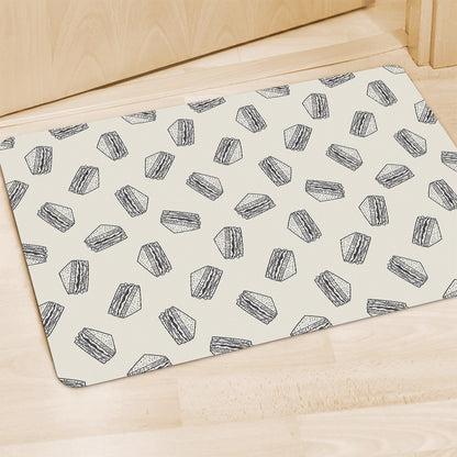 Grey Doodle Sandwich Pattern Print Polyester Doormat