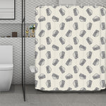 Grey Doodle Sandwich Pattern Print Polyester Shower Curtain