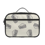 Grey Doodle Sandwich Pattern Print Portable Lunch Bag