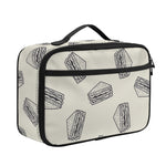 Grey Doodle Sandwich Pattern Print Portable Lunch Bag