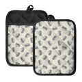 Grey Doodle Sandwich Pattern Print Pot Holders With Pocket