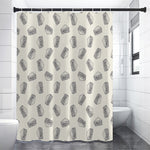 Grey Doodle Sandwich Pattern Print Premium Shower Curtain