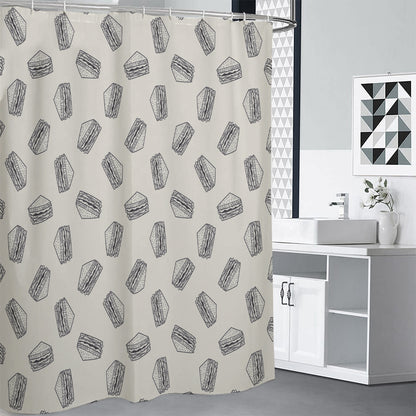 Grey Doodle Sandwich Pattern Print Premium Shower Curtain