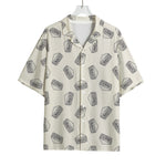 Grey Doodle Sandwich Pattern Print Rayon Hawaiian Shirt