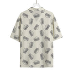Grey Doodle Sandwich Pattern Print Rayon Hawaiian Shirt
