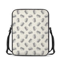Grey Doodle Sandwich Pattern Print Rectangular Crossbody Bag
