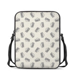 Grey Doodle Sandwich Pattern Print Rectangular Crossbody Bag