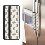 Grey Doodle Sandwich Pattern Print Refrigerator Handle Covers