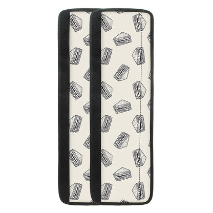 Grey Doodle Sandwich Pattern Print Refrigerator Handle Covers