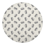 Grey Doodle Sandwich Pattern Print Round Blanket