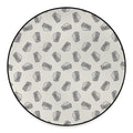 Grey Doodle Sandwich Pattern Print Round Floor Mat