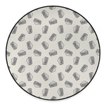 Grey Doodle Sandwich Pattern Print Round Floor Mat