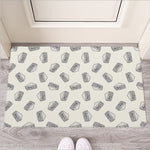 Grey Doodle Sandwich Pattern Print Rubber Doormat
