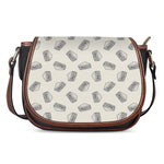 Grey Doodle Sandwich Pattern Print Saddle Bag