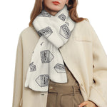 Grey Doodle Sandwich Pattern Print Scarf