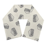 Grey Doodle Sandwich Pattern Print Scarf
