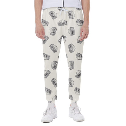 Grey Doodle Sandwich Pattern Print Scuba Joggers