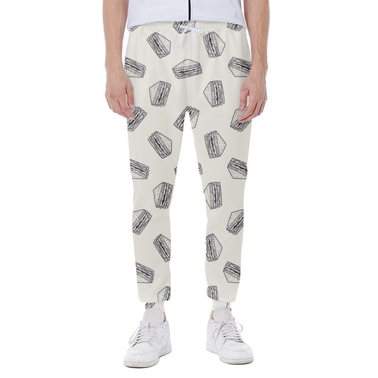 Grey Doodle Sandwich Pattern Print Scuba Joggers