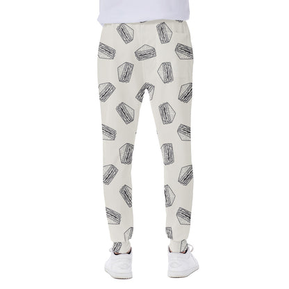Grey Doodle Sandwich Pattern Print Scuba Joggers