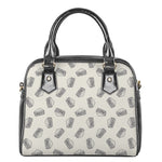 Grey Doodle Sandwich Pattern Print Shoulder Handbag