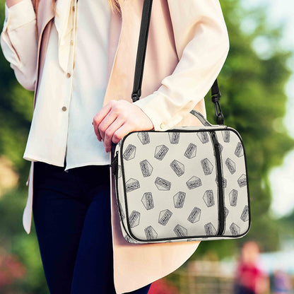 Grey Doodle Sandwich Pattern Print Shoulder Strap Bible Bag