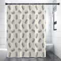 Grey Doodle Sandwich Pattern Print Shower Curtain