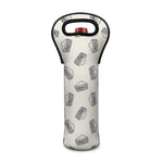 Grey Doodle Sandwich Pattern Print Single Neoprene Wine Tote