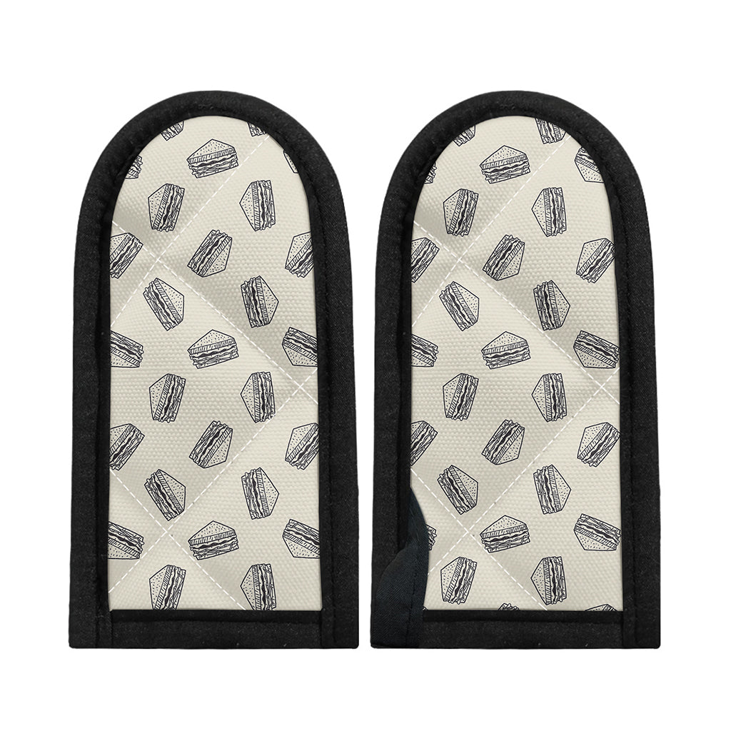 Grey Doodle Sandwich Pattern Print Skillet Handle Cover