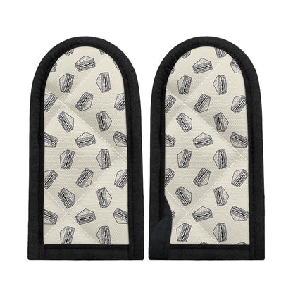 Grey Doodle Sandwich Pattern Print Skillet Handle Cover