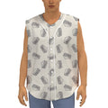 Grey Doodle Sandwich Pattern Print Sleeveless Baseball Jersey
