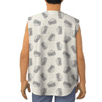 Grey Doodle Sandwich Pattern Print Sleeveless Baseball Jersey