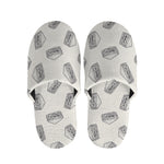 Grey Doodle Sandwich Pattern Print Slippers