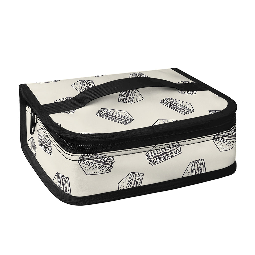 Grey Doodle Sandwich Pattern Print Small Lunch Bag