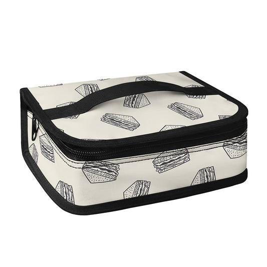 Grey Doodle Sandwich Pattern Print Small Lunch Bag