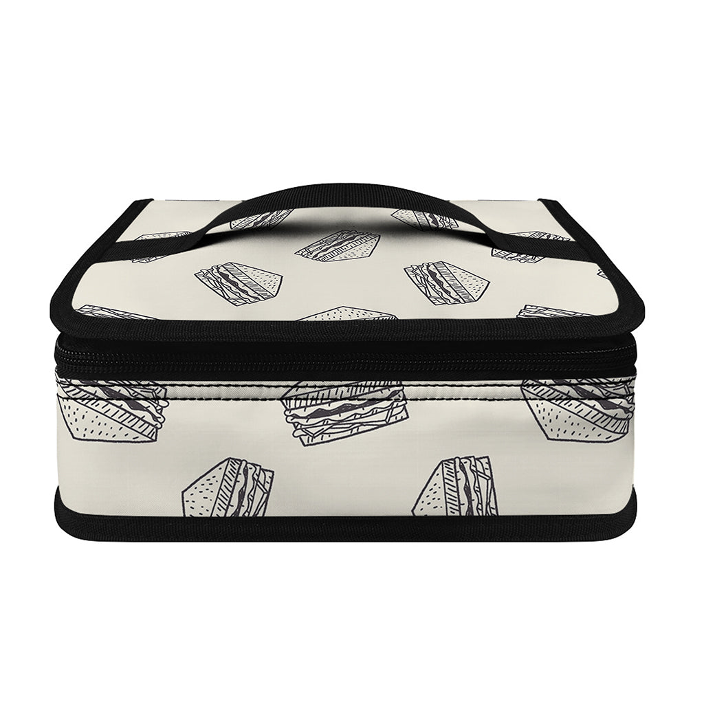 Grey Doodle Sandwich Pattern Print Small Lunch Bag