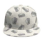 Grey Doodle Sandwich Pattern Print Snapback Cap