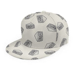 Grey Doodle Sandwich Pattern Print Snapback Cap