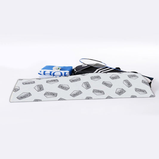 Grey Doodle Sandwich Pattern Print Sports Towel