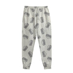 Grey Doodle Sandwich Pattern Print Sweatpants