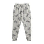 Grey Doodle Sandwich Pattern Print Sweatpants