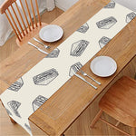 Grey Doodle Sandwich Pattern Print Table Runner