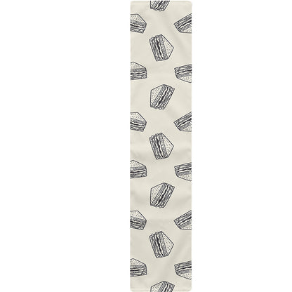 Grey Doodle Sandwich Pattern Print Table Runner