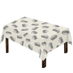 Grey Doodle Sandwich Pattern Print Tablecloth
