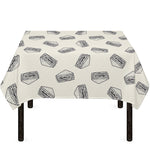 Grey Doodle Sandwich Pattern Print Tablecloth